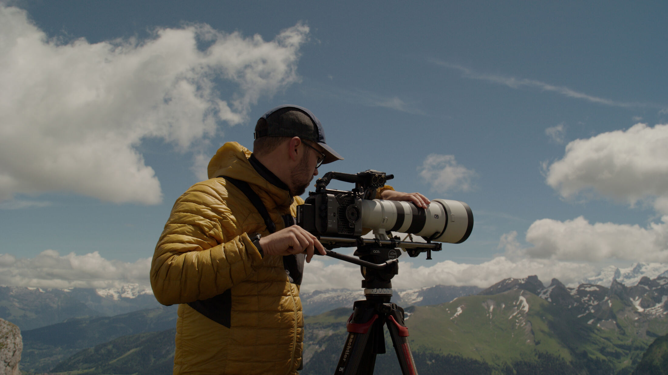 Clement Hodgkinson filming in the field