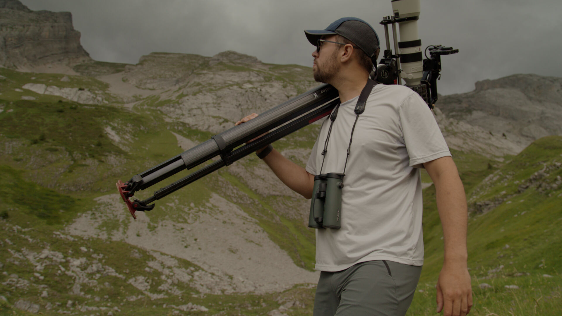 Carrying the rig across the mountainside